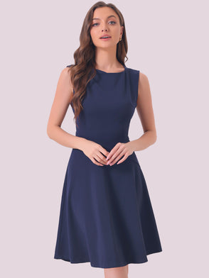 Square Neck Elegant Teacher Office Sleeveless Sheath Dress