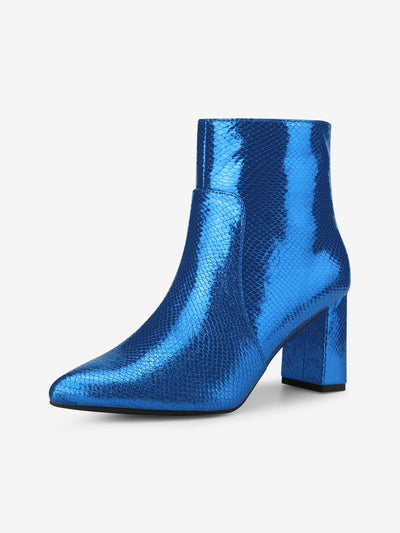 Snake Skin Halloween Costumes Chunky High Heel Ankle Boots