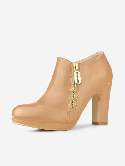 Platform Round Toe Chunky Heel Ankle Boot