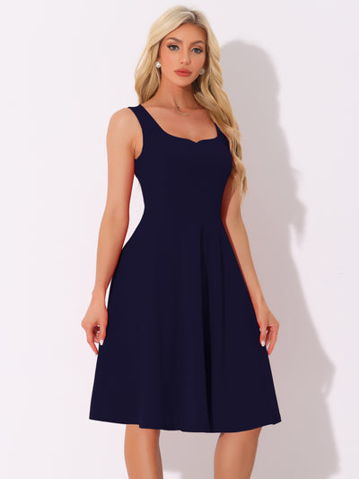 Sweetheart Neck Sleeveless A-Line Midi Swing Dress