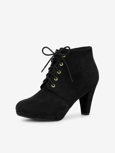 Women's Lace Up Platform Chunky Heels Ankle Booties