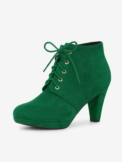 Women's Lace Up Platform Chunky Heels Ankle Booties