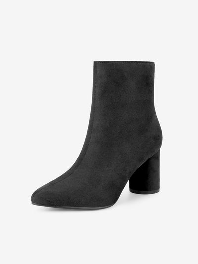 Women's Pointed Toe Side Zip Block Heel Ankle Boots