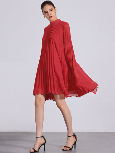 Loose Flowy Cloak Sleeve Cape Pleated Chiffon Mini Dress