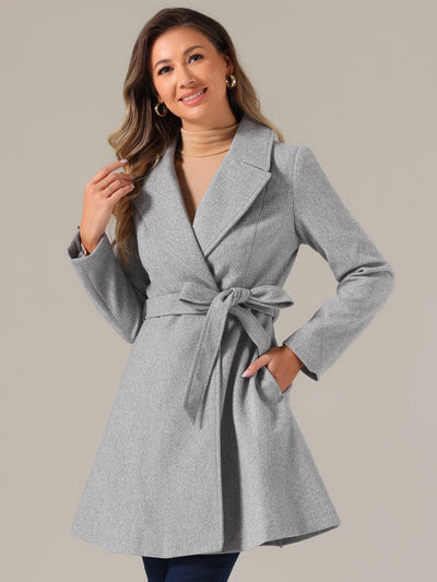 Elegant Overcoat Shawl Collar Single Winter Belted Long Coat