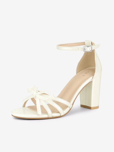 Women's Bow Tie Open Toe High Block Heels Sandals