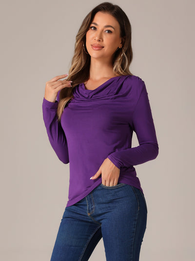 Long Sleeve Cowl Neck Casual Sweatshirt Tops