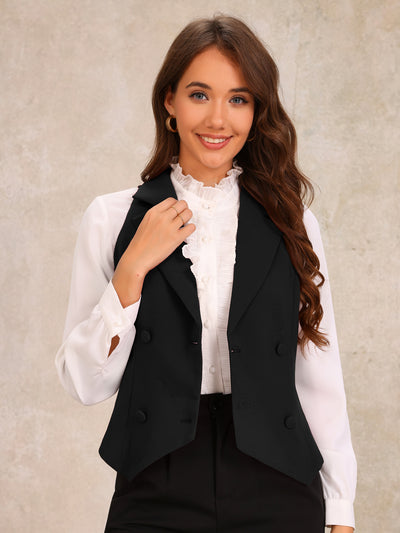 Notched Lapel Sleeveless Work Waistcoat Vest