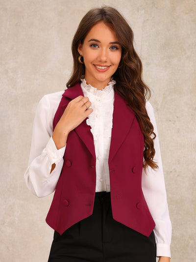 Notched Lapel Sleeveless Work Waistcoat Vest