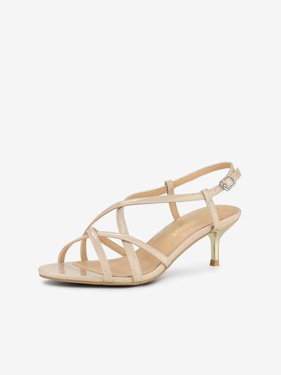 Slingback Strappy Buckle Kitten Heel Sandals