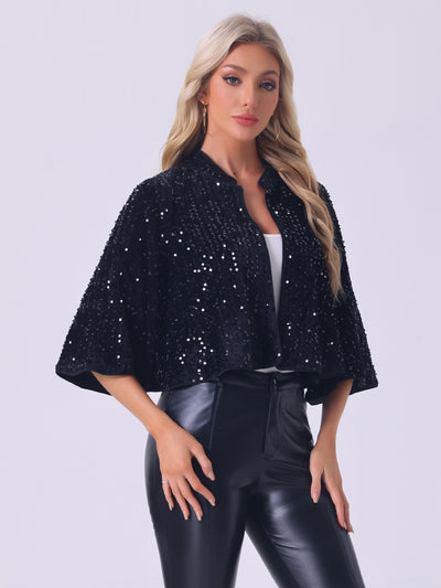 Sequin Glitter Velevet Evening Cropped Bolero Jacket