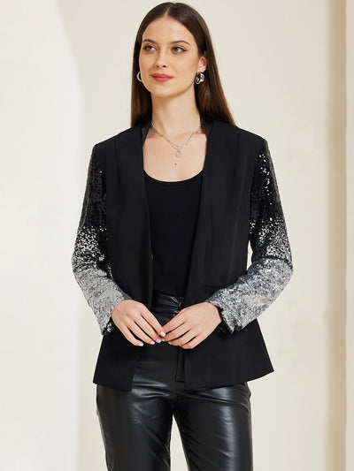 Shiny Sequin Long Sleeves Sparkle Casual Blazer Jacket