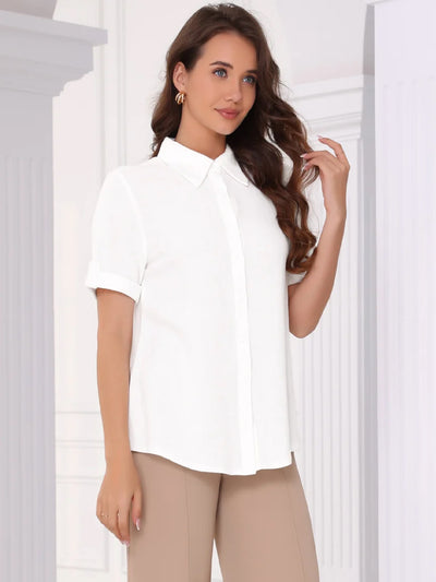 Button Down Short Sleeve Turn Down Collar Work Shirt