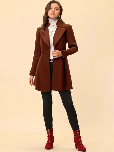 Notched Lapel Single Breasted Long Sleeves Coat