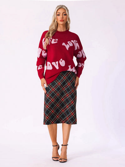 Love Letter Long Sleeves Round Neck Knitted Sweater