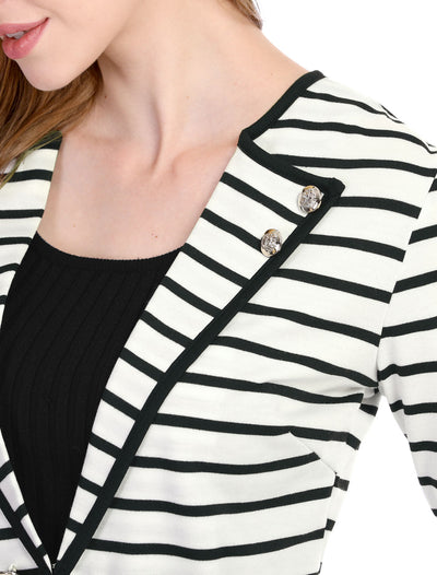 Notched Lapel Casual Work Office Striped Blazer