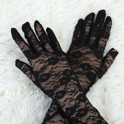 Floral 1920s Bridal Wedding Party Opera Full Finger Lace Gloves