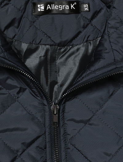 Stand Collar Zip Lightweight Quilted Jacket
