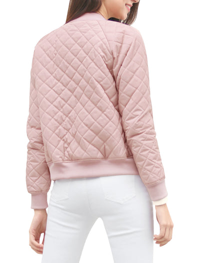 Casual Zip Up Raglan Long Sleeve Quilted Bomber Jacket