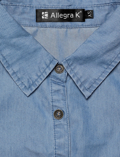 Denim Collar Button Down Casual Office Sleeveless Shirt