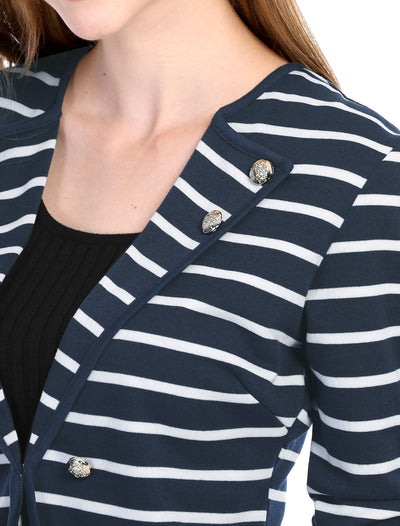 Notched Lapel Casual Work Office Striped Blazer