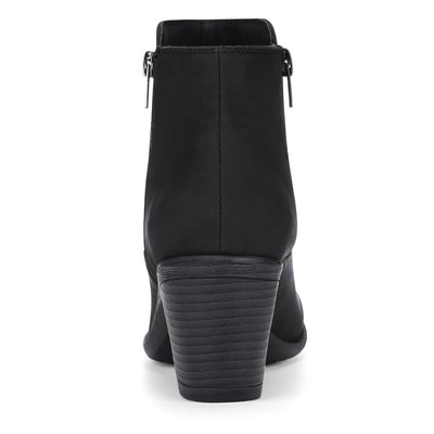 Low Chunky Heel Side Zipper Ankle Booties