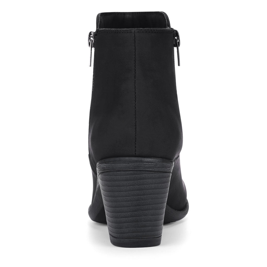 Allegra K Low Chunky Heel Side Zipper Ankle Booties