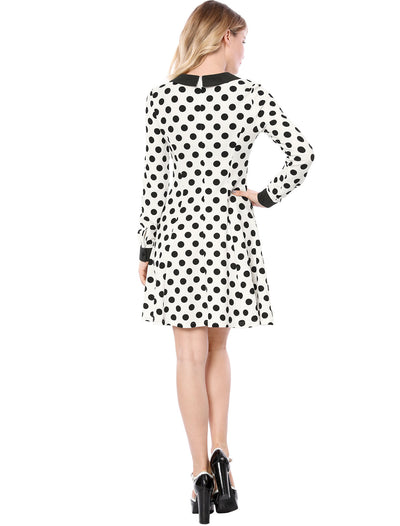 Peter Pan Collar Contrast Printed A-Line Short Dress