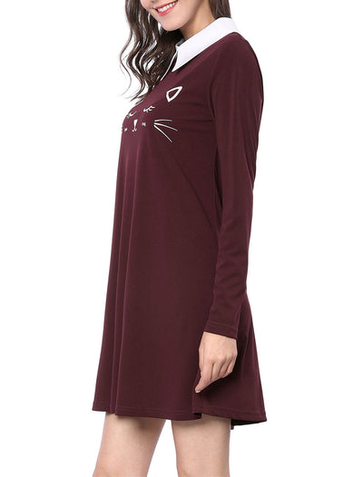 A Line Knit Holiday Long Sleeve Above The Knee Dress