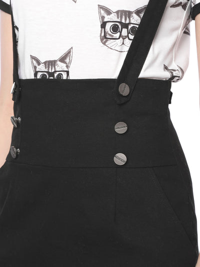 High Waist Suspender Adjustable Strap Overalls Short Skirt