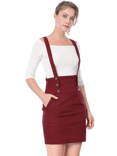 High Waist Suspender Adjustable Strap Overalls Short Skirt