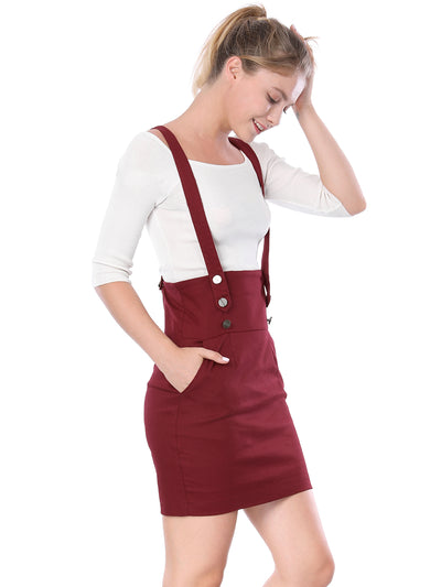 High Waist Suspender Adjustable Strap Overalls Short Skirt