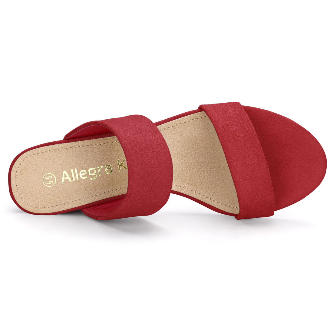 Allegra K Block Heel Round Toe Dual Straps Slide Sandals