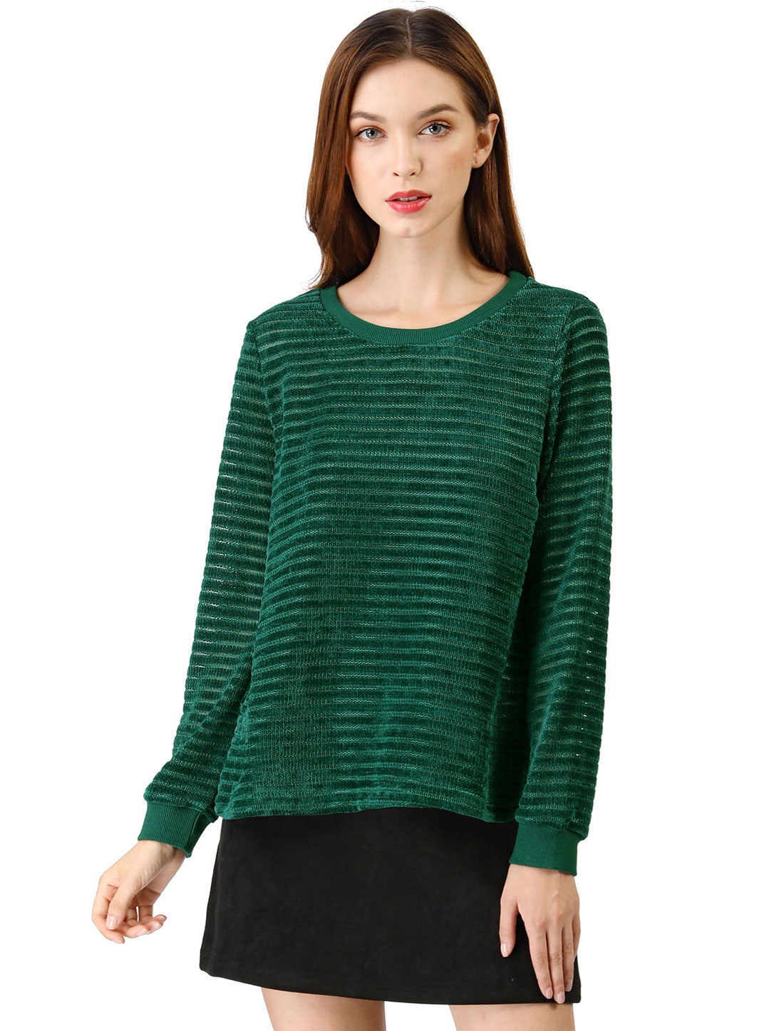 Allegra K Lightweight T-Shirt Crewneck Long Sleeve Pullover Sweater