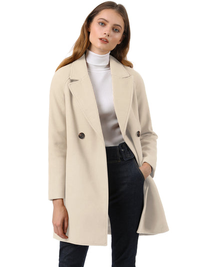 Notched Lapel Double Breasted Raglan Winter Coat