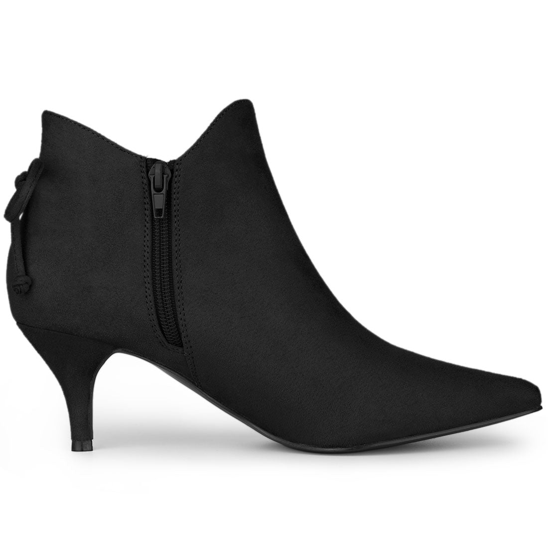 Allegra K Pointed Toe Kitten Heel Ankle Booties