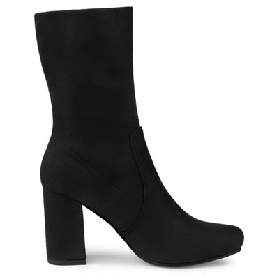 Rounded Toe Block Heel Foldable Ankle Boots