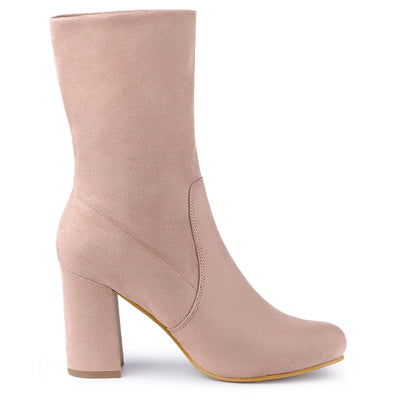 Rounded Toe Block Heel Foldable Ankle Boots