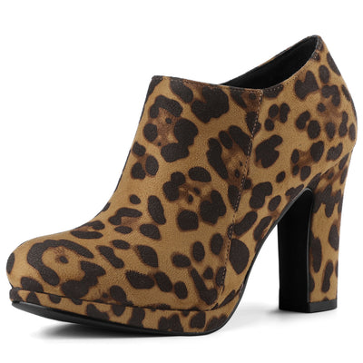 Allegra K Platform Round Toe Chunky Heel Ankle Booties