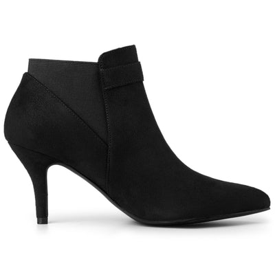 Faux Suede Pointed Toe Stiletto Heel Chelsea Ankle Booties