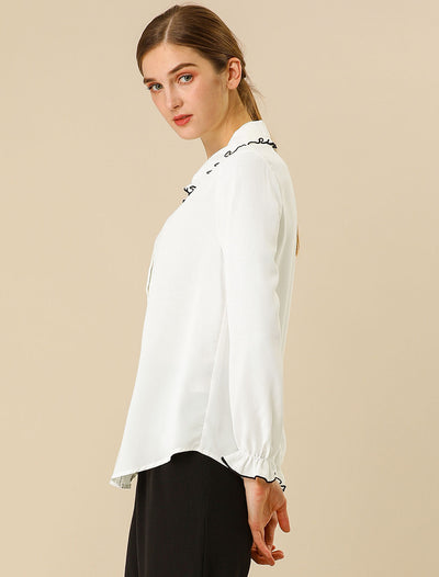 Sweet Ruffle Peter Pan Collar Long Sleeve Button Up Shirt