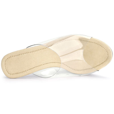 Clear Heel Platform Open Toe Chunky Slides Sandals