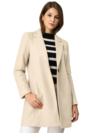 Classic Notched Lapel Long Sleeve Buttoned Coat