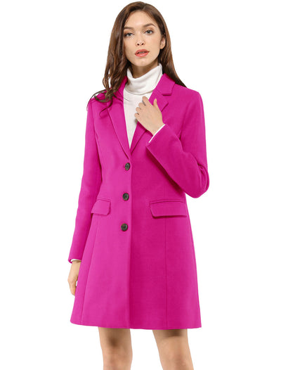 Notched Lapel Single Breasted Outwear Winter Pea Coat