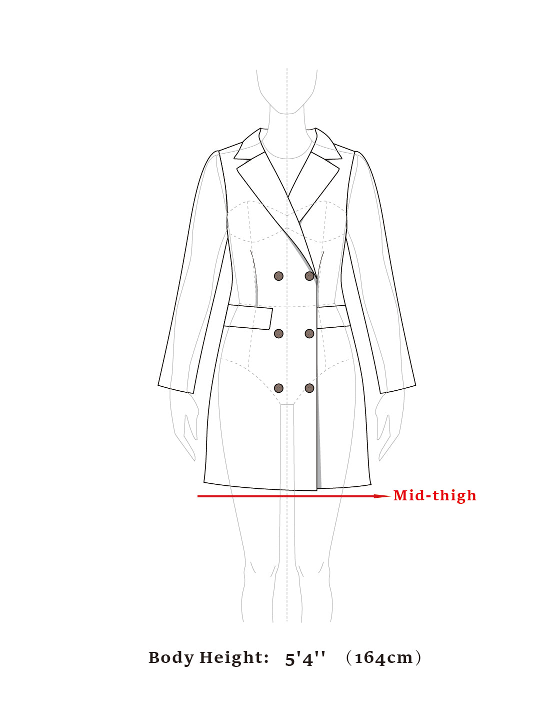 Allegra K Double Breasted Notched Lapel Long Winter Coat