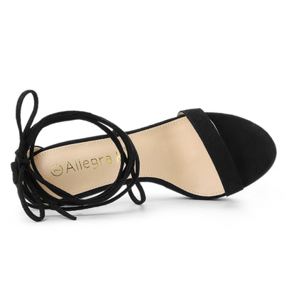 Faux Suede Platform Stiletto Heel Lace Up Sandals