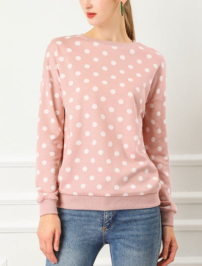 Winter Knitted Pullover Sweatshirt Long Sleeve Polka Dot Sweater