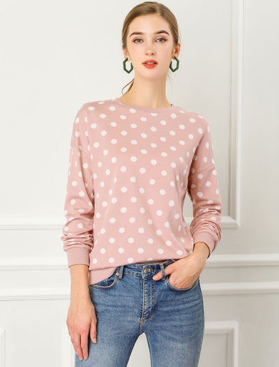 Winter Knitted Pullover Sweatshirt Long Sleeve Polka Dot Sweater