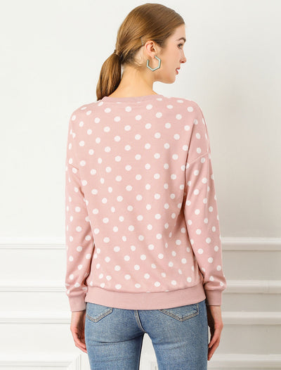 Winter Knitted Pullover Sweatshirt Long Sleeve Polka Dot Sweater