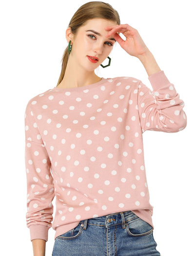 Winter Knitted Pullover Sweatshirt Long Sleeve Polka Dot Sweater